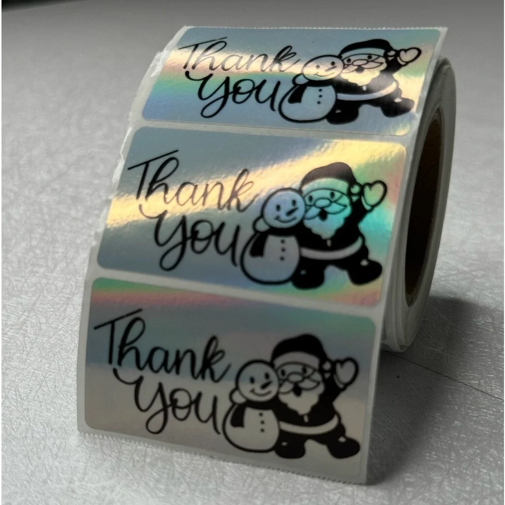 100 Thank You Christmas Stickers, Envelope Seals, Labels, Tags, Stamps,2.25